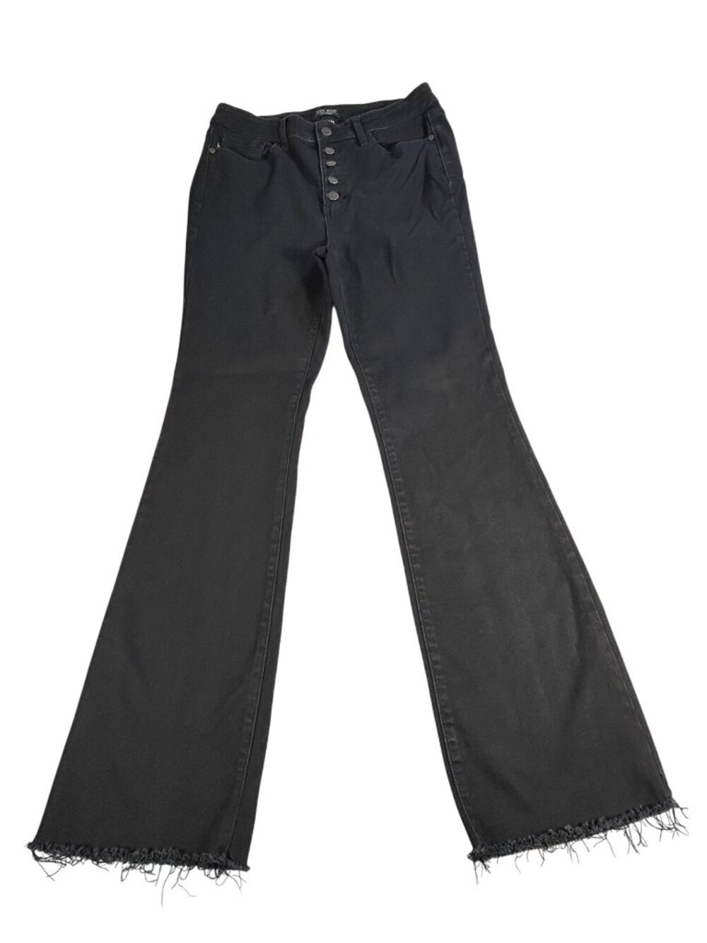 Judy Blue Black Bootcut Jeans Women's Size 13/31 Frayed Hem Button Fly Stretch